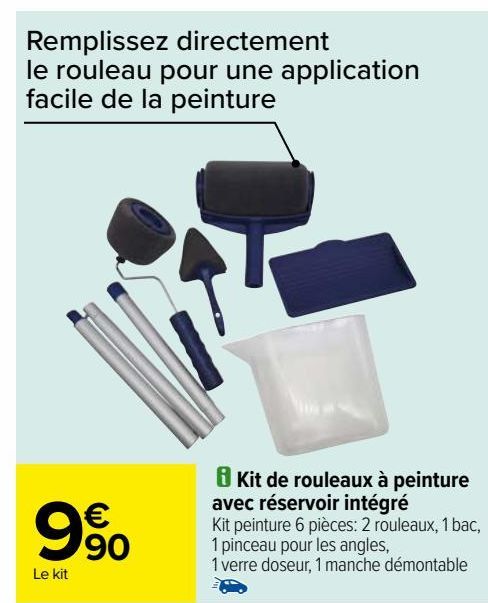 Kit de rouleaux à peinture avec réservoir intégré