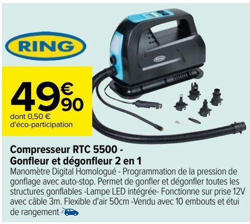 Compresseur RTC 5500 - Gonfleur et dégonfleur 2 en 1