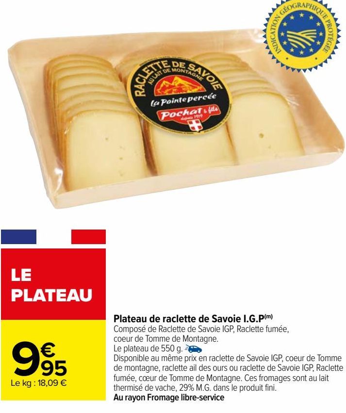 Plateau de raclette de Savoie I.G.P