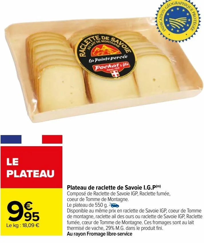 plateau de raclette de savoie i.g.p