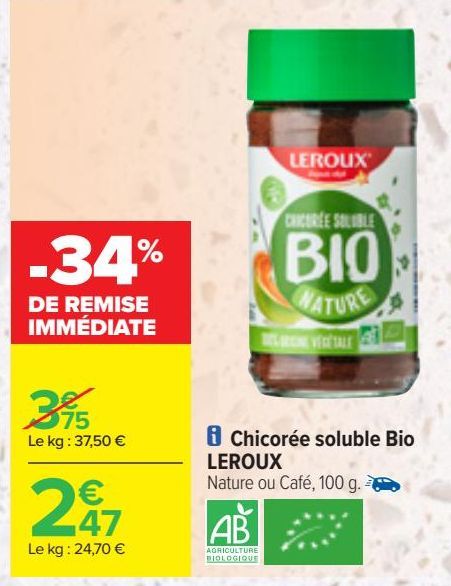 Chicorée soluble Bio LEROUX