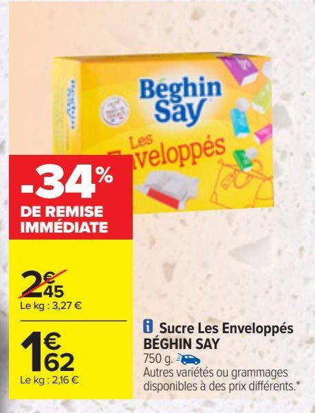 Sucre Les Enveloppés BÉGHIN SAY