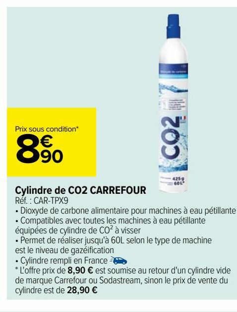  Cylindre de CO2 CARREFOUR