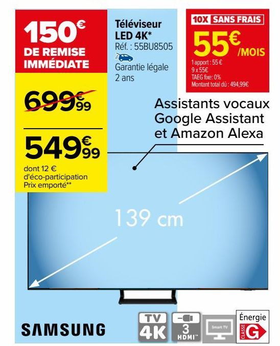 Téléviseur LED 4K*