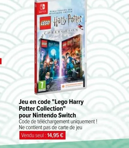 jeu en code "lego harry potter collection" pour nintendo switch