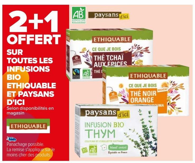 SUR TOUTES LES INFUSIONS BIO ETHIQUABLE ET PAYSANS D'ICI 