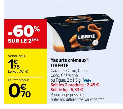 Yaourts crémeux(r) LIBERTÉ