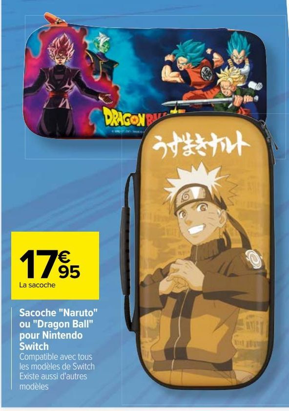  Sacoche "Naruto" ou "Dragon Ball" pour Nintendo Switch