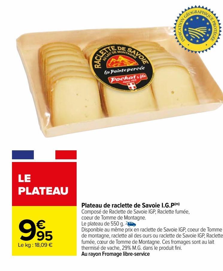 Plateau de raclette de Savoie I.G.P