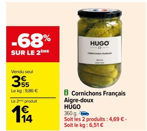 Cornichons Français Aigre-doux HUGO