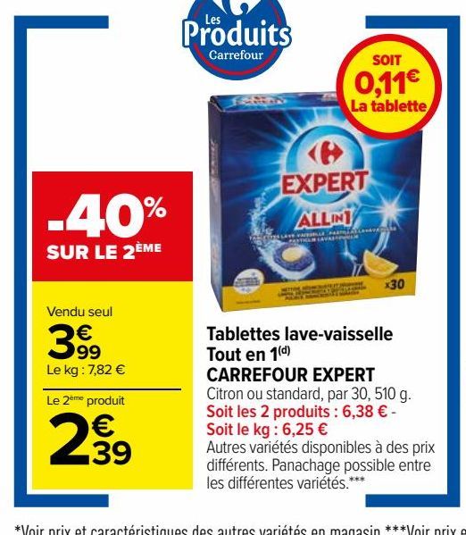 Tablettes lave-vaisselle Tout en 1(d) CARREFOUR EXPERT