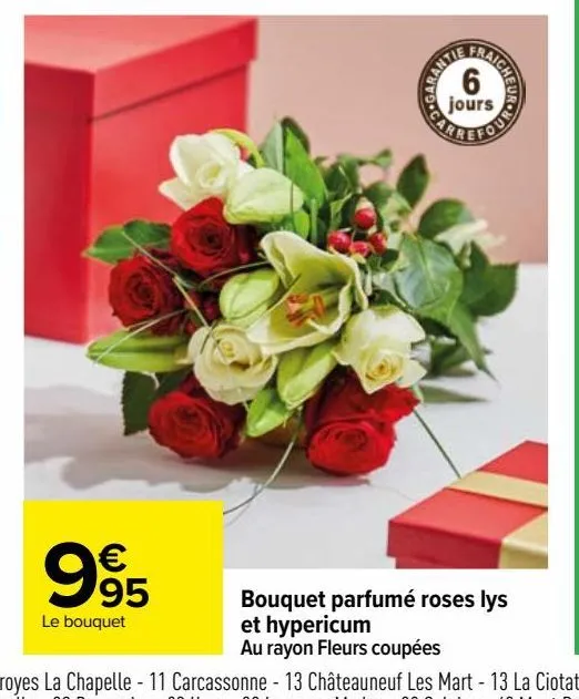 bouquet parfumé roses lys et hypericum