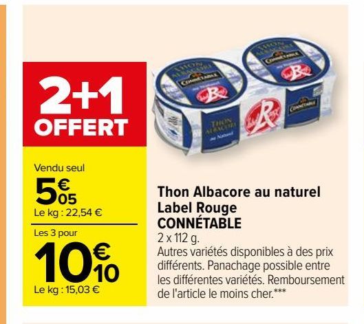 Thon Albacore au naturel Label Rouge CONNÉTABLE