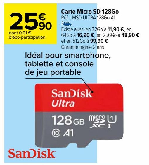 Carte Micro SD 128Go