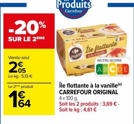 Île flottante à la vanille(o) CARREFOUR ORIGINAL