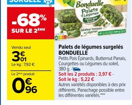 Palets de légumes surgelés BONDUELLE