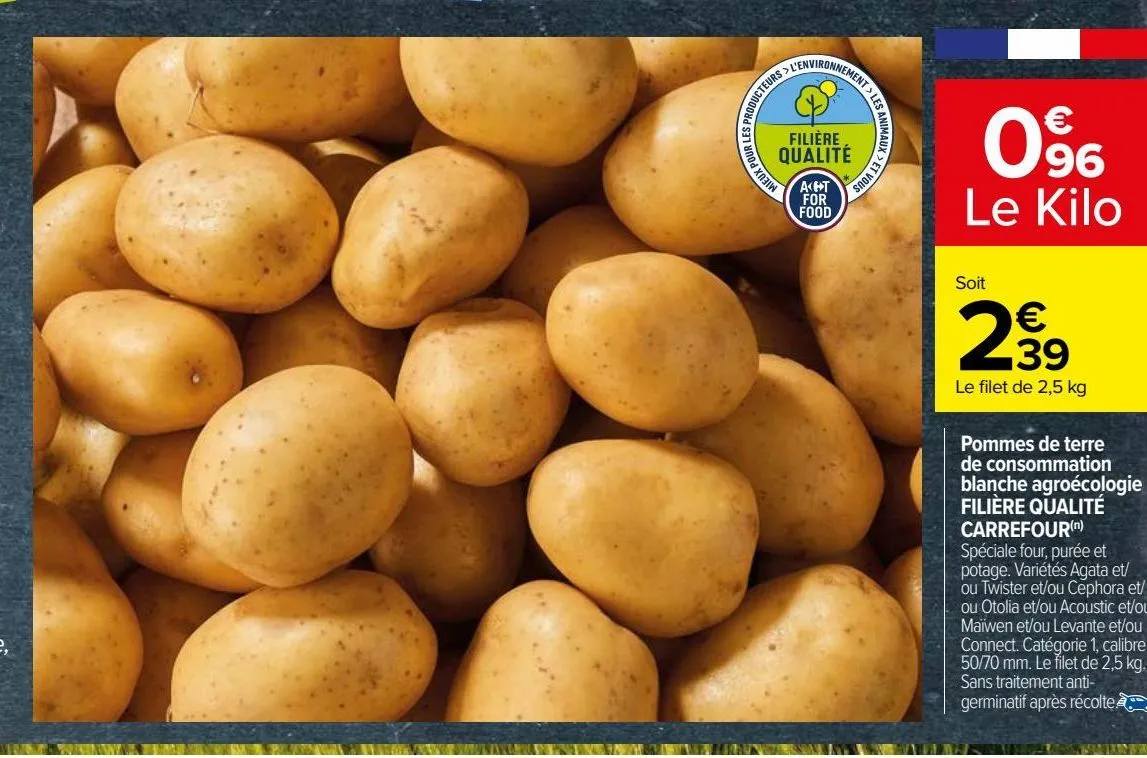 pommes de terre de consommation blanche agroécologie filière qualité carrefour