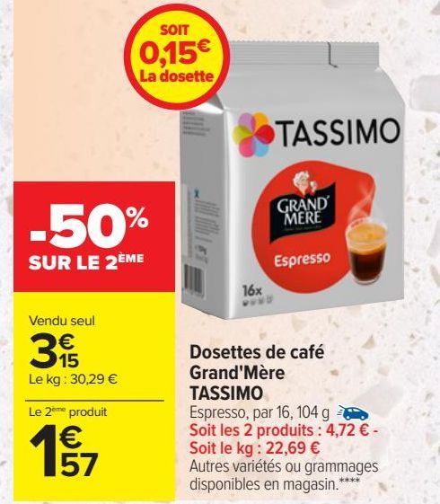 Dosettes de café Grand'Mère TASSIMO