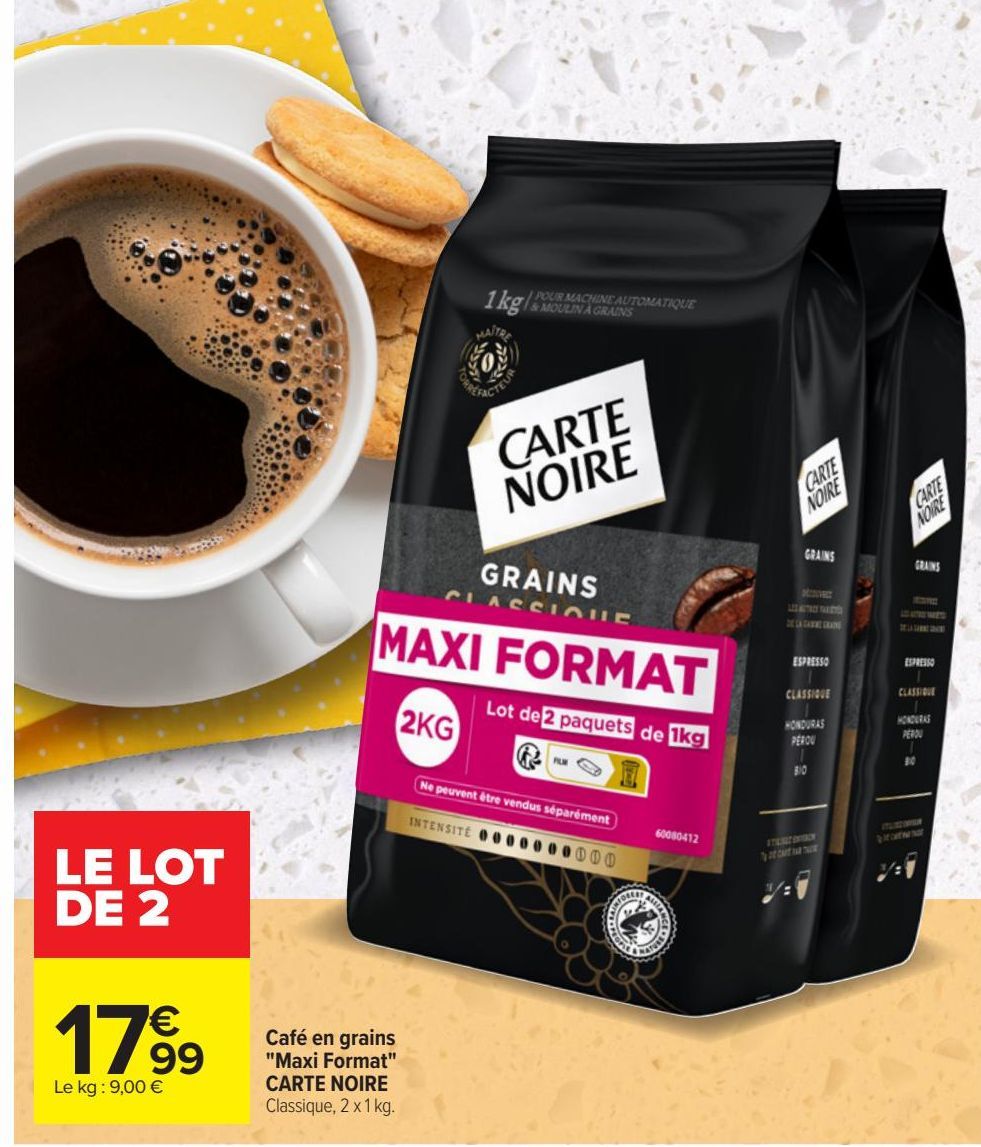 Café en grains "Maxi Format" CARTE NOIRE