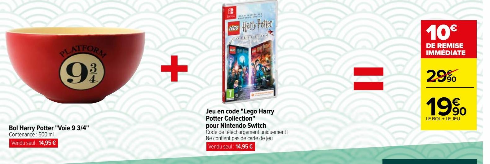 Bol Harry Potter "Voie 9 3/4" + Jeu en code "Lego Harry Potter Collection" pour Nintendo Switch