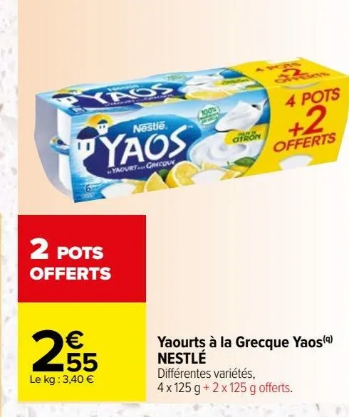 yaourts à la grecque yaos(q) nestlé