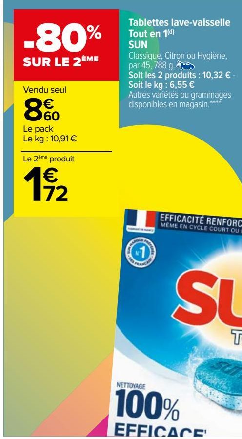 Tablettes lave-vaisselle Tout en 1 SUN