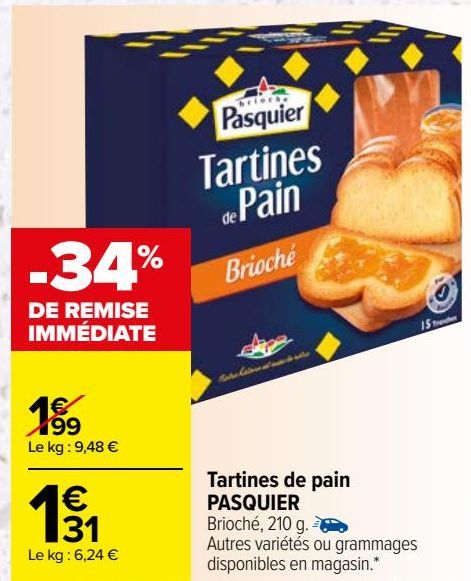 Tartines de pain PASQUIER