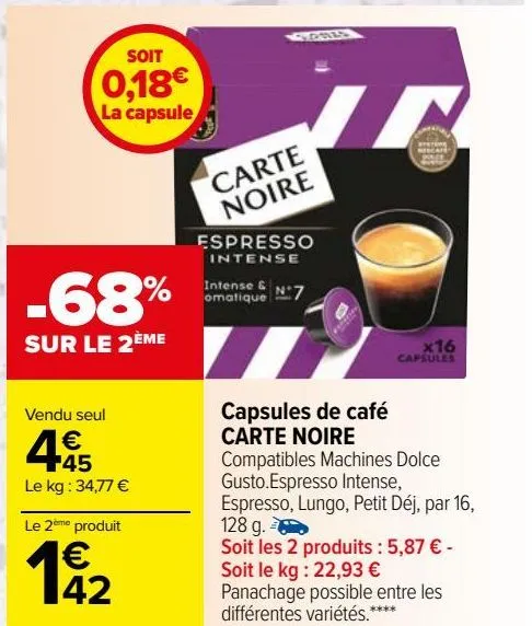 capsules de café carte noire