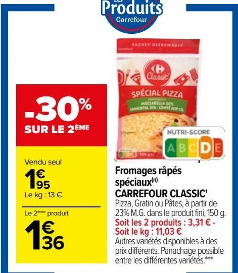 fromages râpés spéciaux carrefour classic