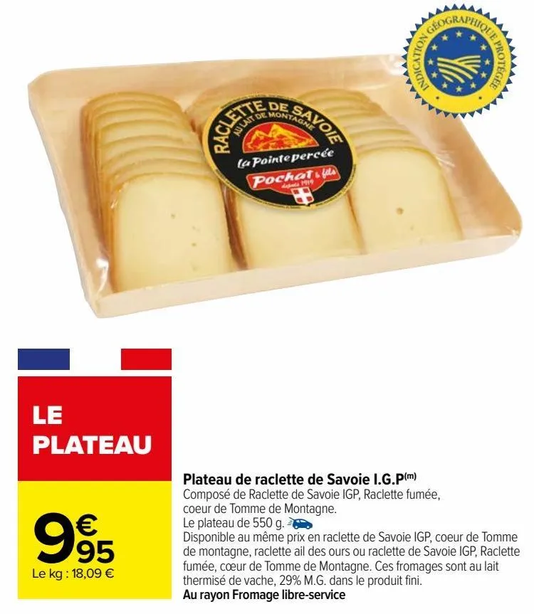 plateau de raclette de savoie i.g.p