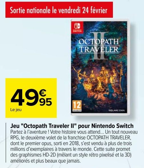 Jeu "Octopath Traveler II" pour Nintendo Switch