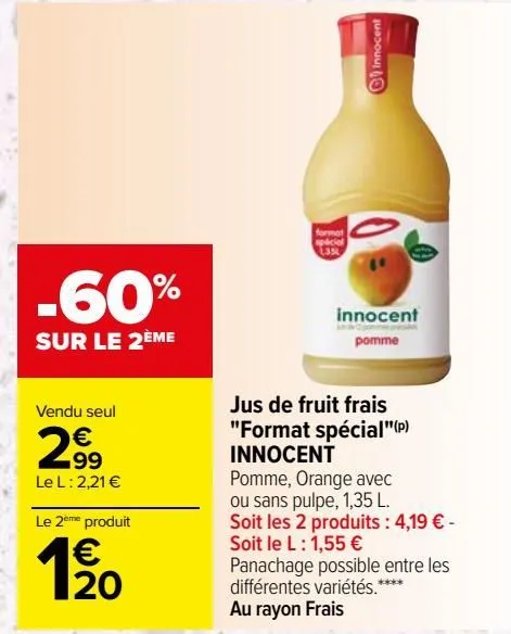 jus de fruit frais "format spécial" innocent