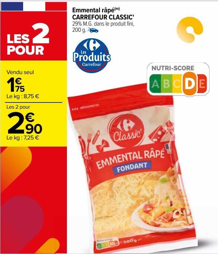 Emmental râpé CARREFOUR CLASSIC'