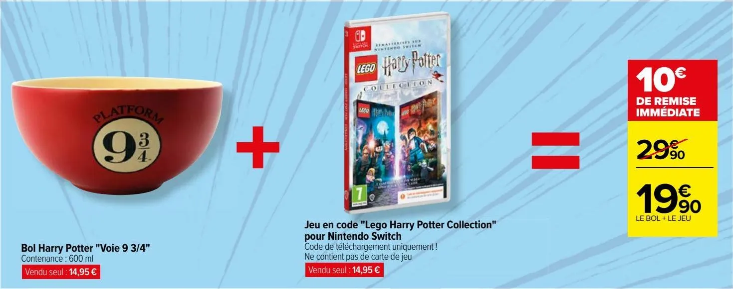 bol harry potter "voie 9 3/4" + jeu en code "lego harry potter collection" pour nintendo switch