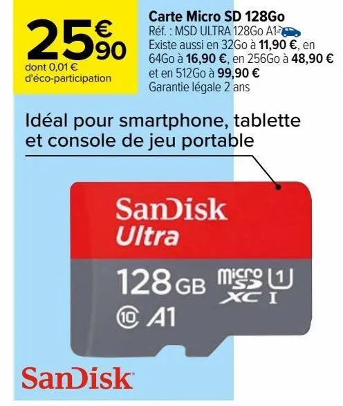 carte micro sd 128go