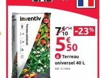 inventiv  terreau universel  70-23%  550  6 terreau  universel 40 l  re111904 