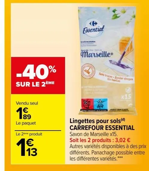 lingettes pour sols(d) carrefour essential