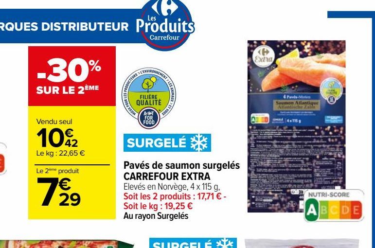 Pavés de saumon surgelés CARREFOUR EXTRA