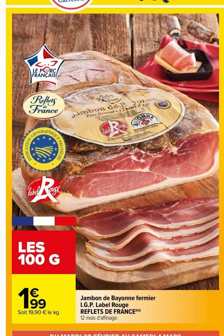 jambon de bayonne fermier i.g.p. label rouge reflets de france(m)