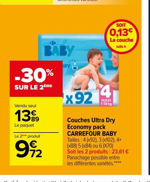 Couches Ultra Dry Economy pack CARREFOUR BABY