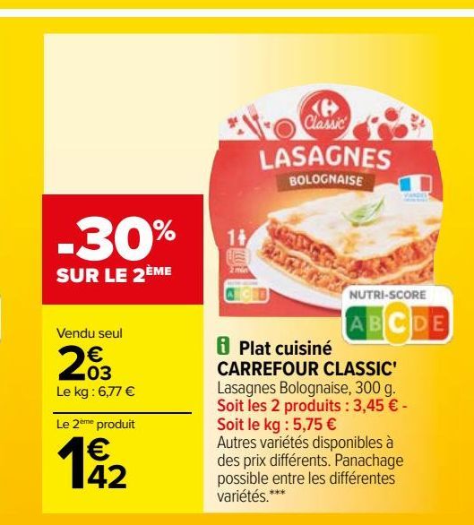 Plat cuisiné CARREFOUR CLASSIC'