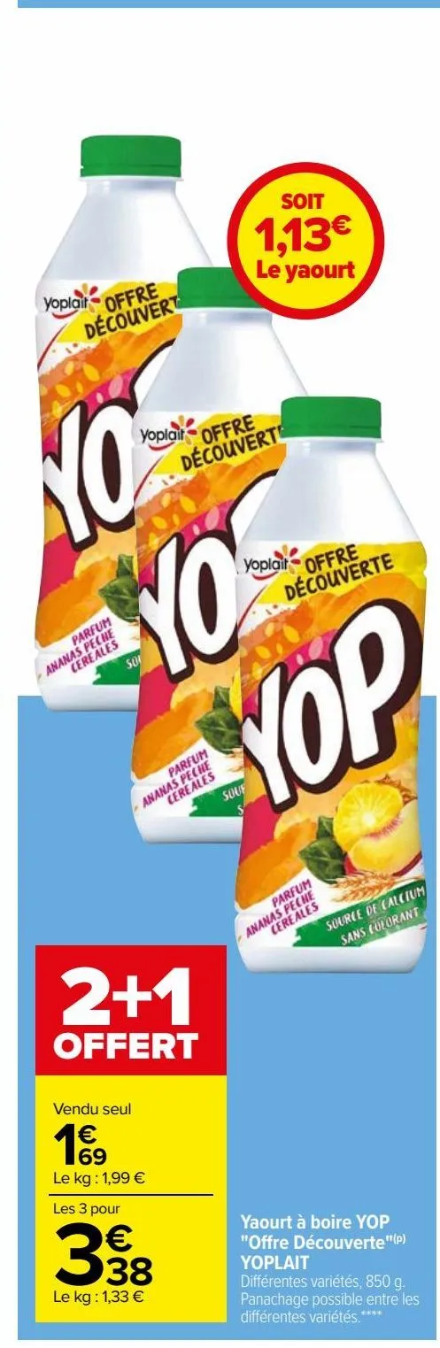 yaourt à boire yop "offre découverte"(p) yoplait