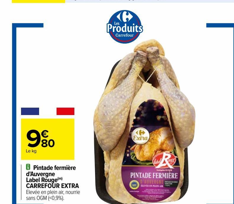 Pintade fermière d'Auvergne Label Rouge(m) CARREFOUR EXTRA