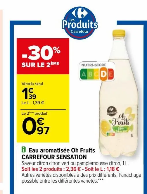 eau aromatisée oh fruits carrefour sensation