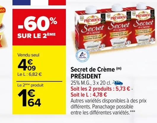 secret de crème (m) président