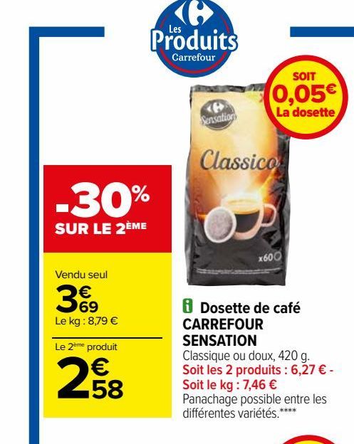 Dosette de café CARREFOUR SENSATION