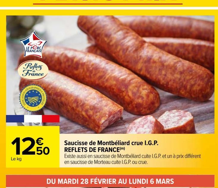 Saucisse de Montbéliard crue I.G.P. REFLETS DE FRANCE(m)