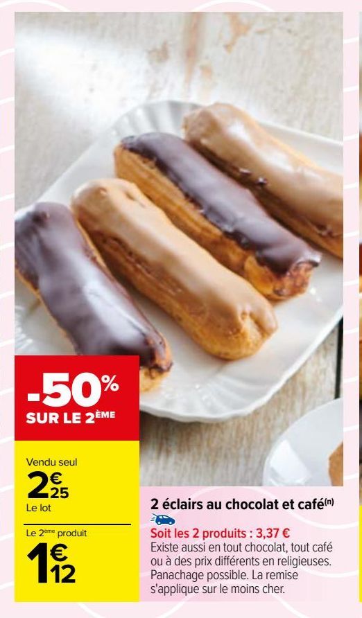 2 éclairs au chocolat et café(n)