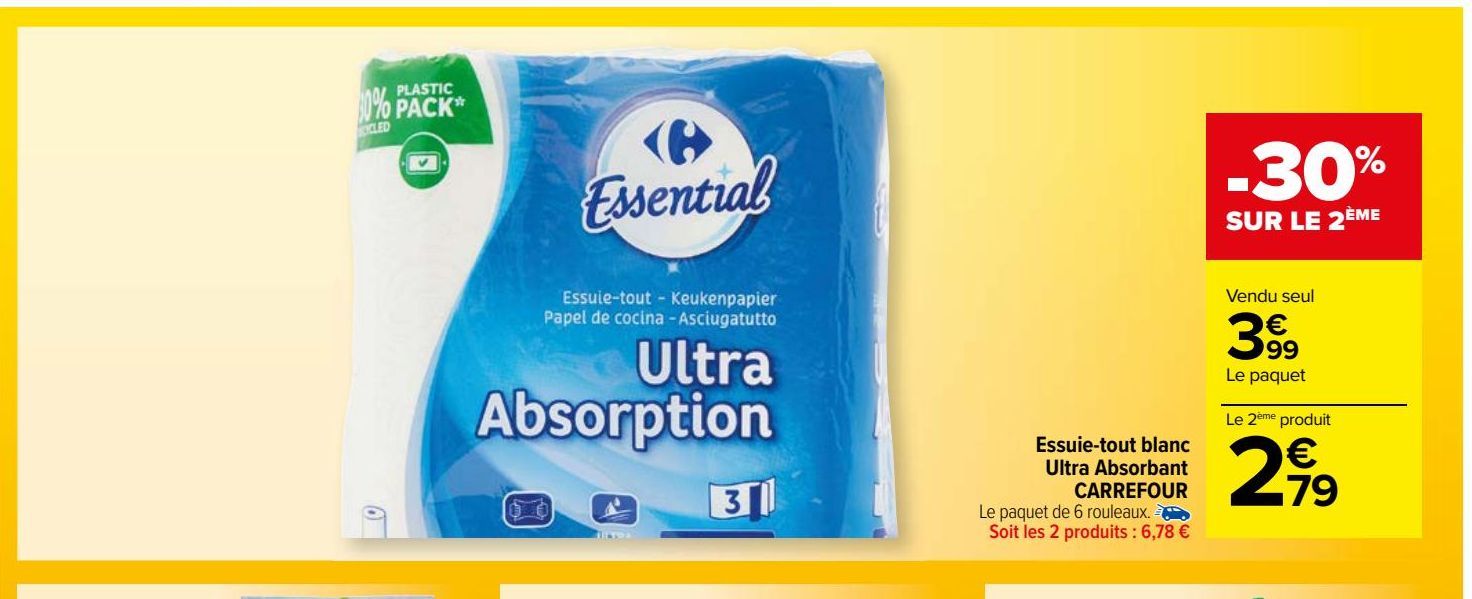 Essuie-tout blanc Ultra Absorbant CARREFOUR