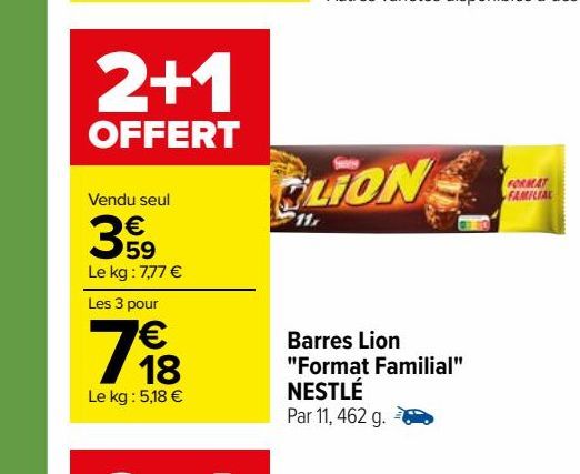 Barres Lion "Format Familial" NESTLÉ